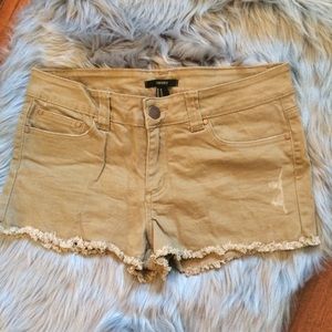 NWOT Forever 21 Khaki Denim Cut Off Shorts